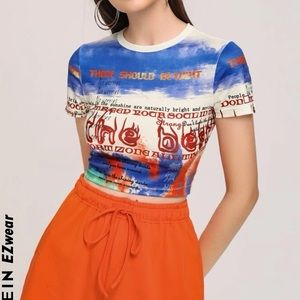 Letter Graphic Tie Dye Top